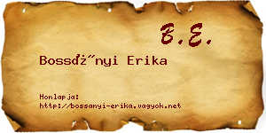 Bossányi Erika névjegykártya